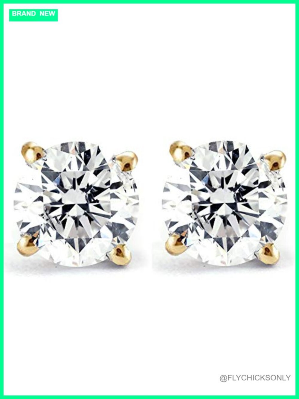 1/4Ct Diamond Stud Earrings 14K White or Yellow Gold Classic
